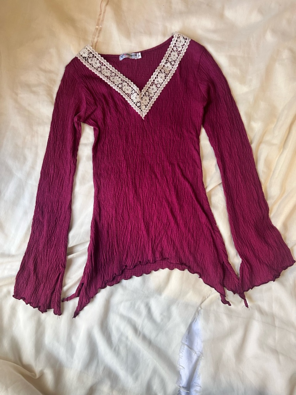 Younique International Maroon Stretch Boho Fairy Y2k 2000s Vintage Small EUC Top